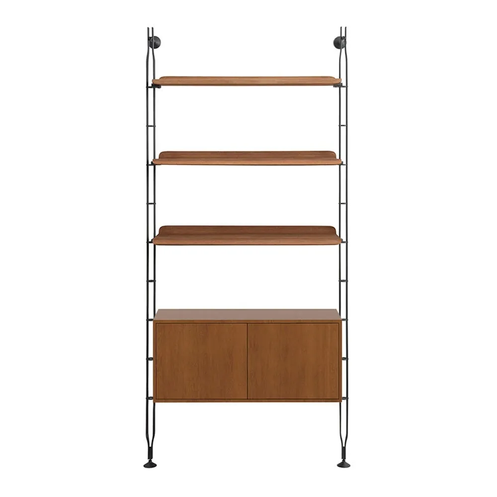 Kartell Adam Wood Bookshelf 3 Shelves 1 Cupboard Dark Wood 2