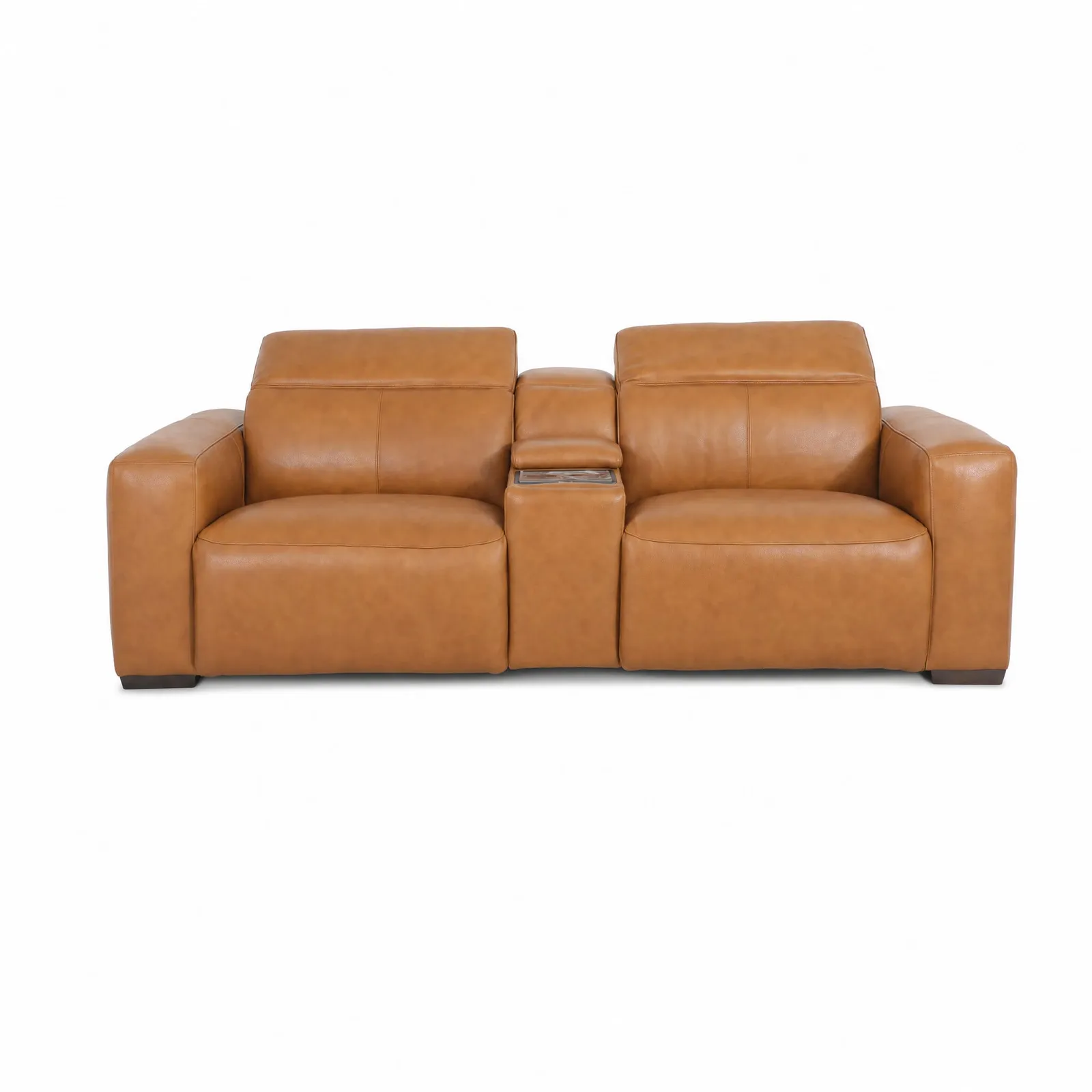 Winston Power Recliner Sofa With Centre Console, Brown Leather | Barker & Stonehouse 3