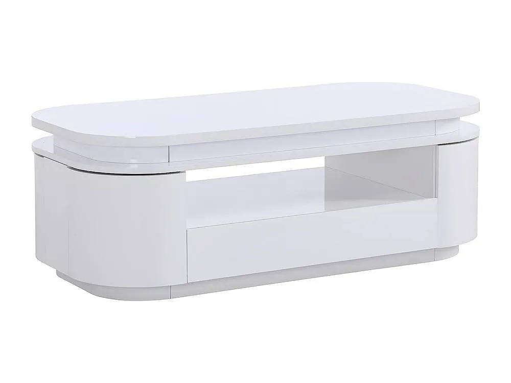 Vente-unique 4 - Door, 1 - Drawer Coffee Table With Leds In MDF - White Lacquer 6