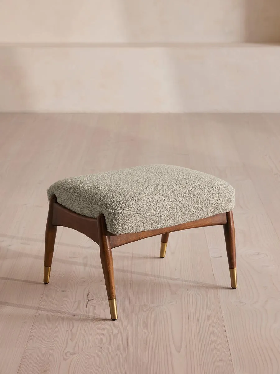 Theodore Footstool, Textured Wool Boucle, Pistachio