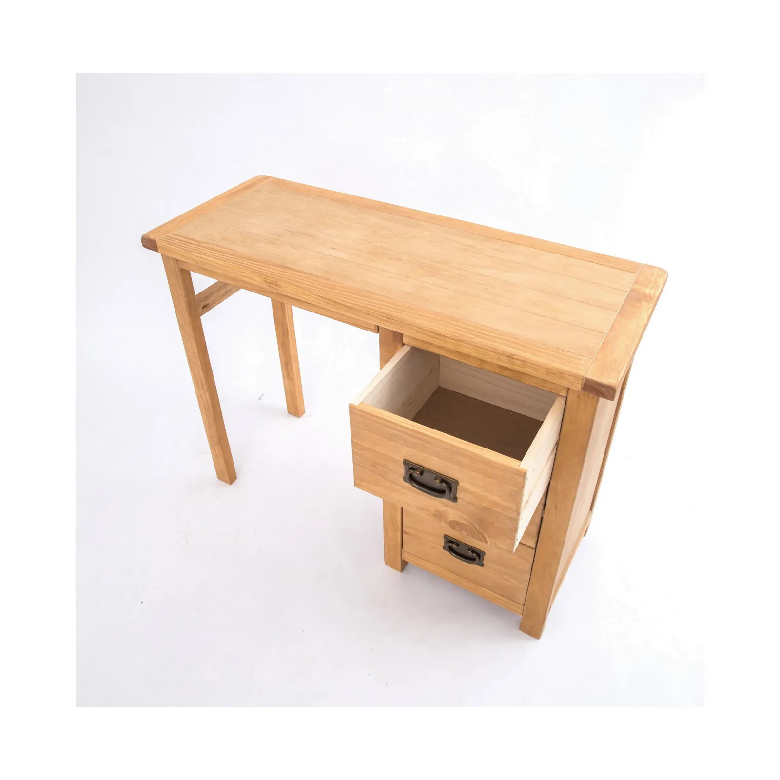 Cabinet Bits Lugo 3 Drawer Dressing Table Set Brass Drop Handle in Light Brown 4