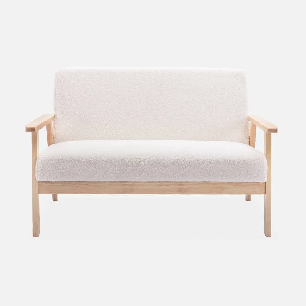 sweeek 2-seater Scandi-style Loveseat Sofa In Boucle Fabric in Cream 2