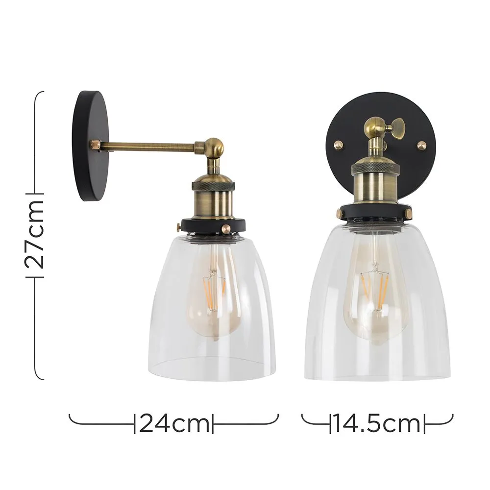 ValueLights Ambrose Industrial Pair of Gold Indoor Wall Lantern 6