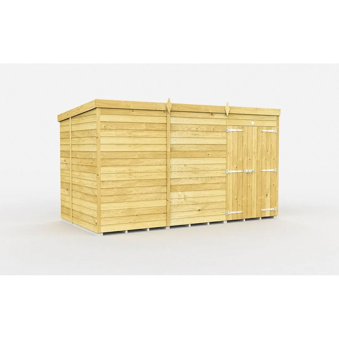 Buttercup Farm 11 x 7 Feet Pent Shed - Double Door W/O Window - L214 x W329 x H201 cm in Brown