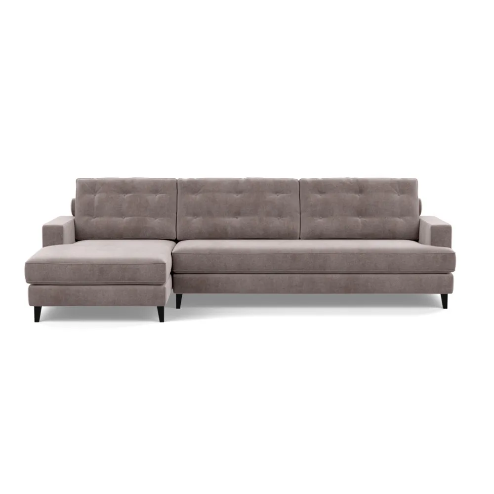 Heal's Mistral Left Hand Facing Corner Sofa Smart Luxe Velvet Mushroom Black