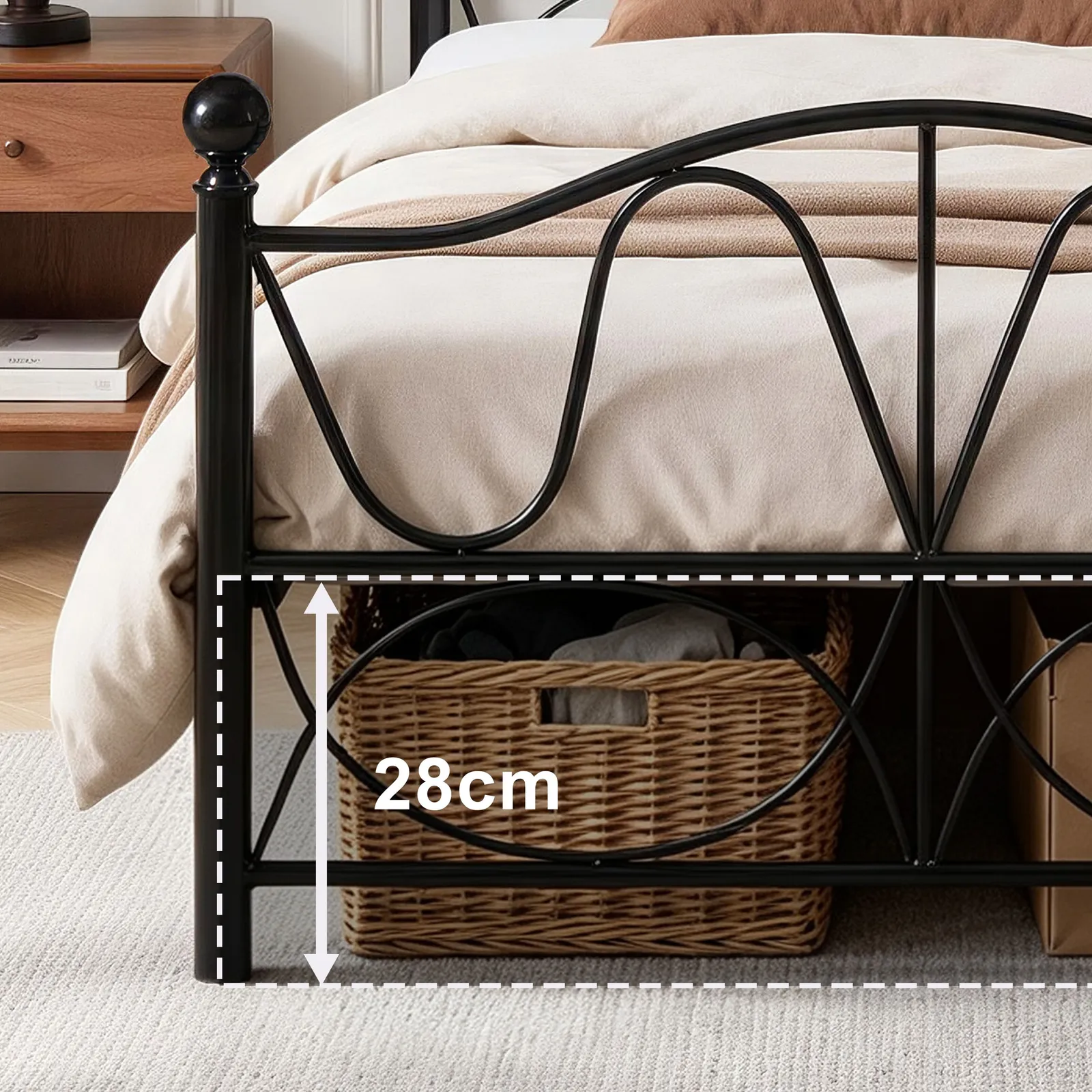 Comfy Living Ltd Scroll Effect Metal Bed Frame in Black 5