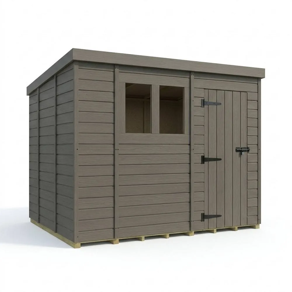 Buttercup Farm 10ft x 9ft Composite Pent Garden Shed Single Door With Windows - Grey