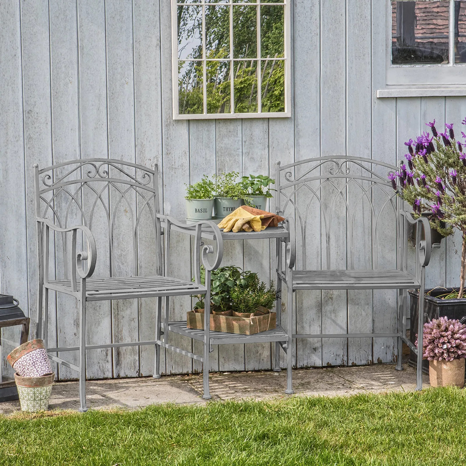 Lucia 2 Seater Love Seat Set Light Grey