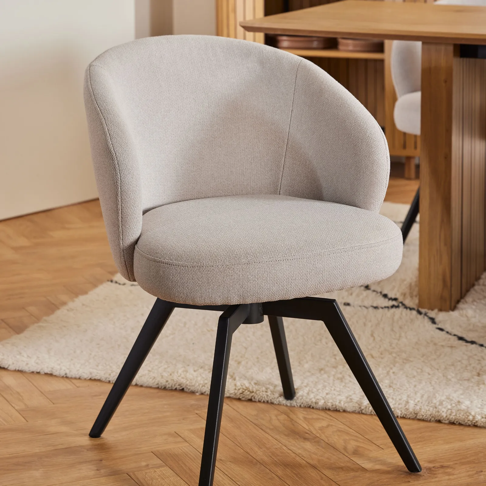 Furniture To Go Darlene Dining Chair with Armrest & Swivel Function in Beige 6