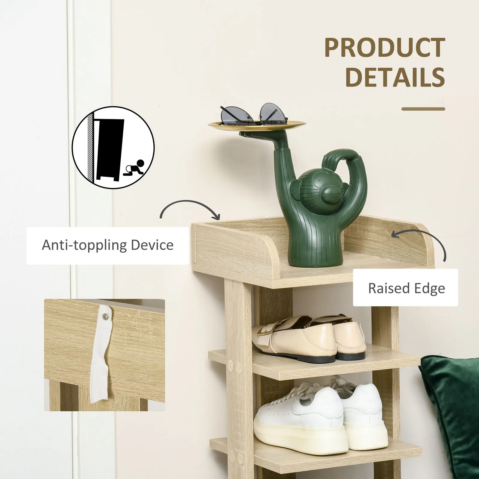 HOMCOM 7 Tier Shoe Rack Organizer Storage Shelf Wooden Display Cabinet in Brown 6