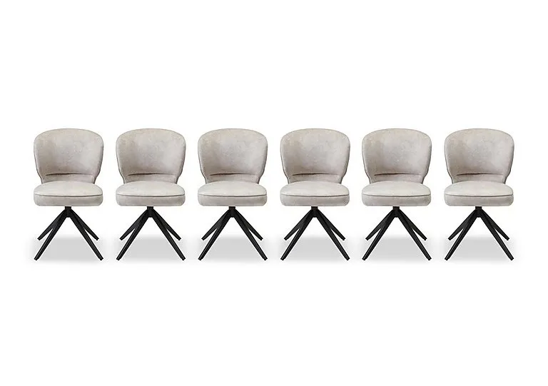 Imperium Set of 6 Fabric Swivel Dining Chairs