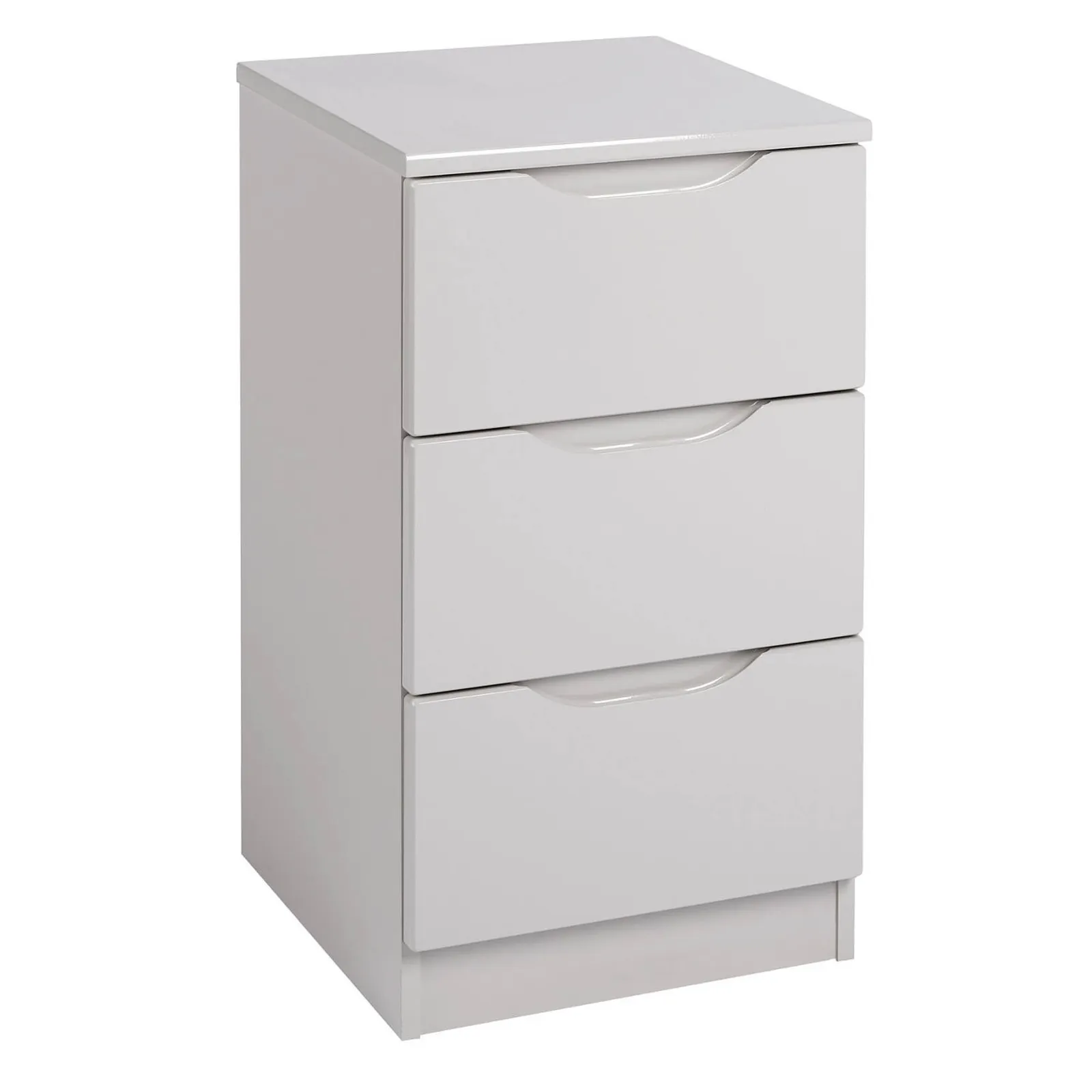 Legato Light Grey Gloss 3 Drawer Bedside Table Cream
