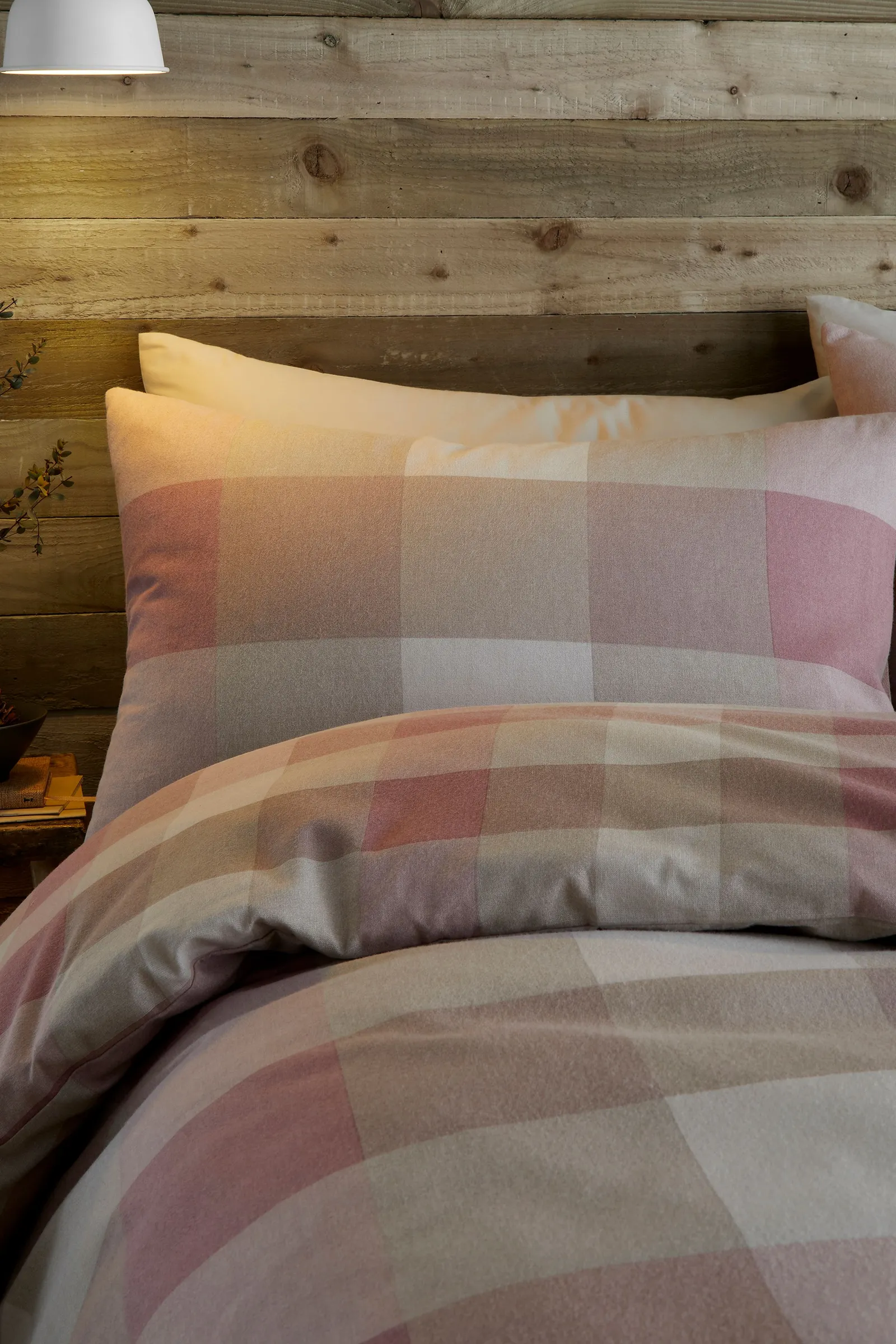 Appletree 'Ashford Check' Brushed 100% Cotton Duvet Cover Set in Natural 2
