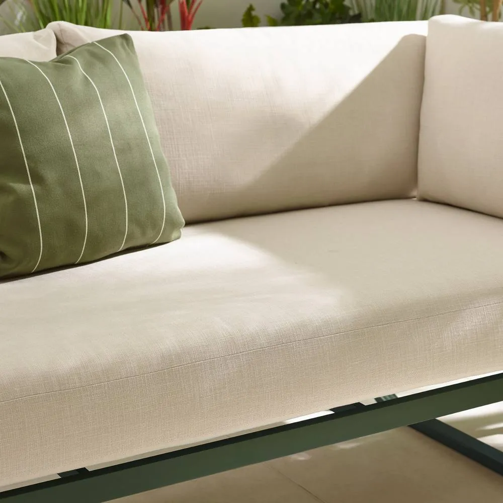 FurnitureboxUK Capri Green Metal & Cream Garden Corner Sofa Set 5