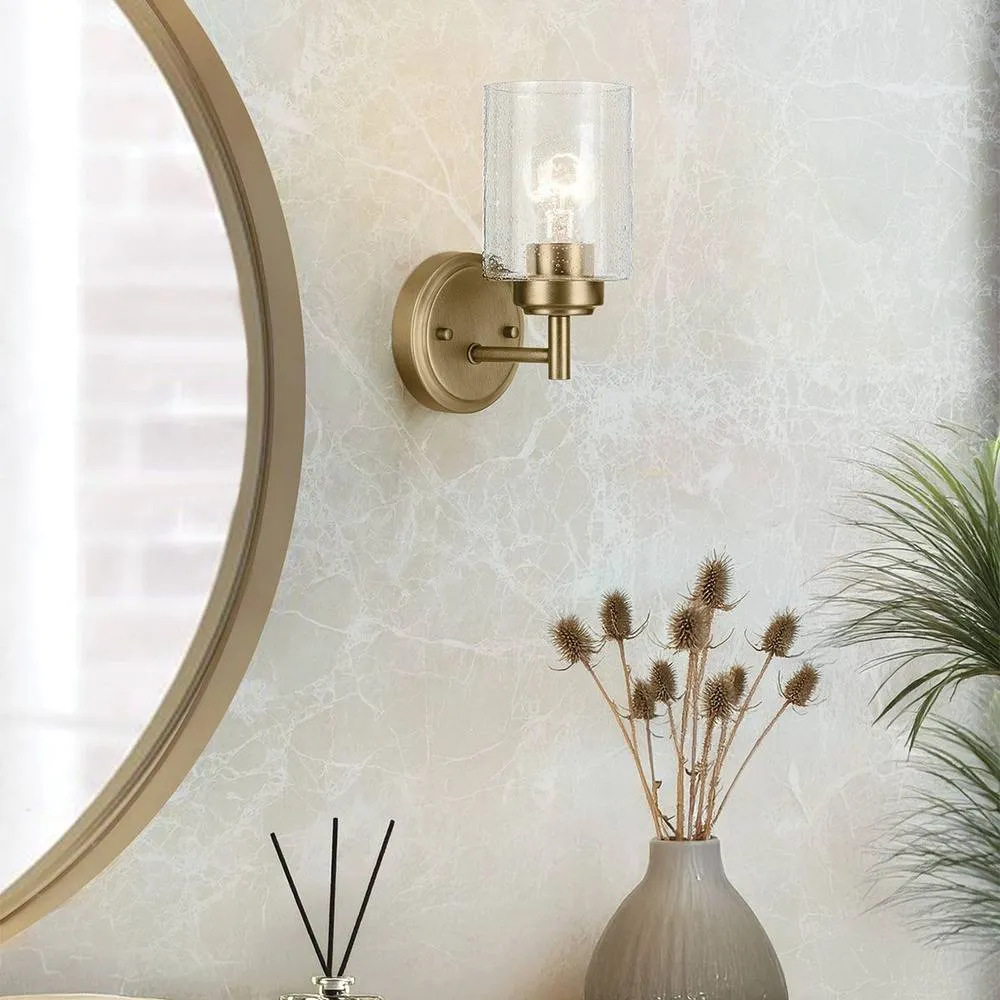 Netlighting Kichler Winslow Wall Lamp Classic Natural Brass Glass Shade 1x E27 in Gold 2
