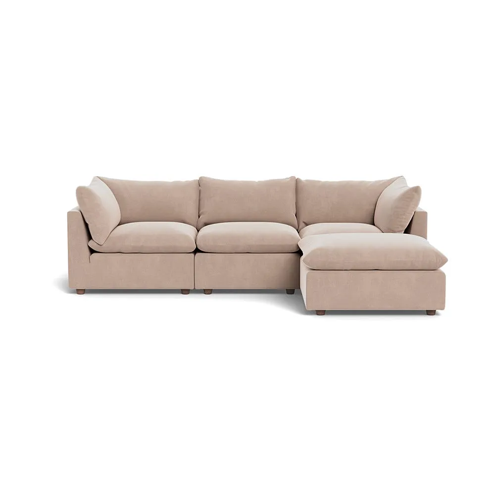 Heal's Astrid Right Hand Facing Corner Sofa Smart Velvet Pebble Walnut Stained Beech Feet