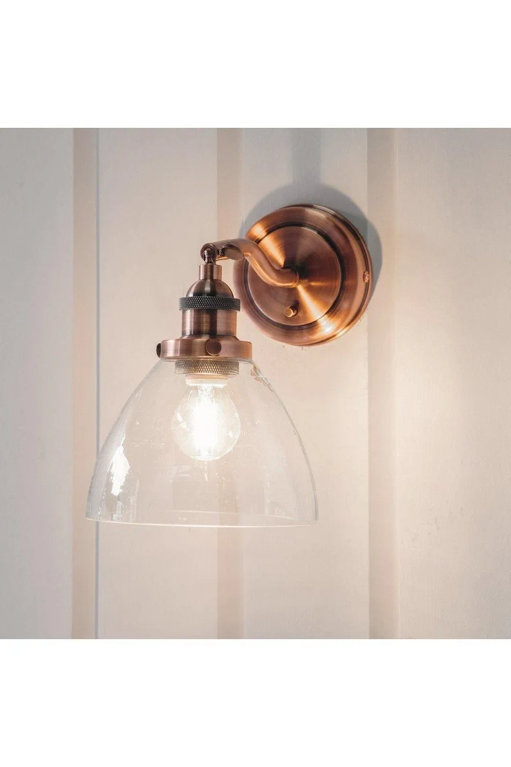 Netlighting Hansen 1 Light Wall Glass Aged Copper Plate E14 in Clear 2