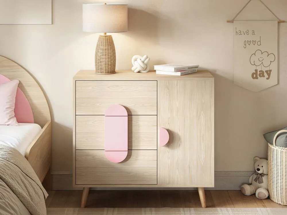 Flair Noah Chest of Drawers Oak in Pink 2