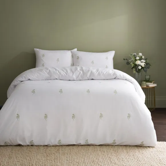 Izara Embroidered Microfibre Duvet Cover & Pillowcase Set 1