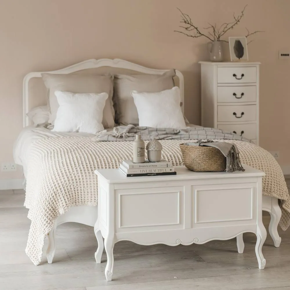 Statement Furniture Juliette French Style 5ft King Bed with Upholstered Headboard in White 2