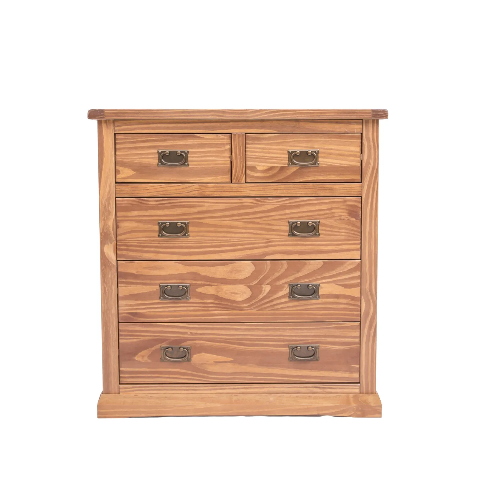 Cabinet Bits Tirolo 5 Drawer Chest of Drawers Bras Drop Handle in Brown