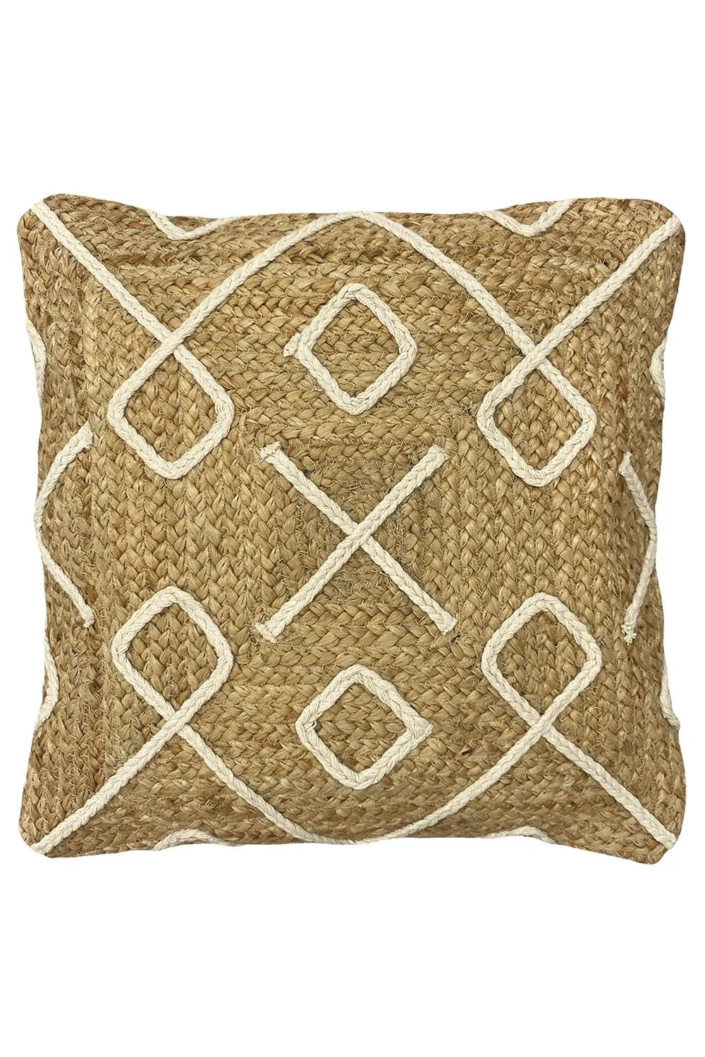 Furn Roolu Contrast Braided Jute Cushion in Natural