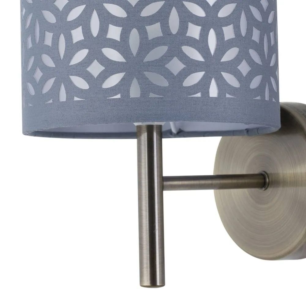 First Choice Lighting Brea - Antique Brass Wall Light with Grey Cut Out Shade in Gold 2