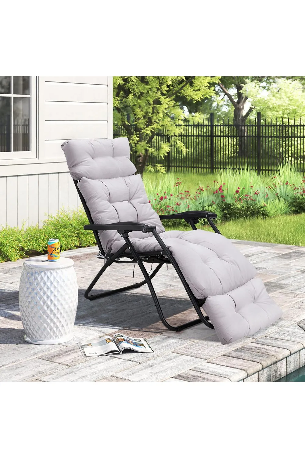 Living and Home 180cm W x 55cm D Long Recliner Cushion in Grey