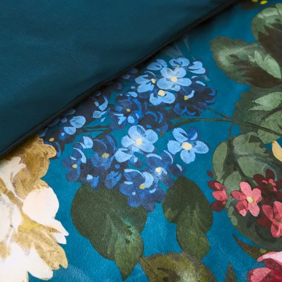 Arabella Blue Floral Luxury Velvet Duvet Cover & Pillowcase Set 5