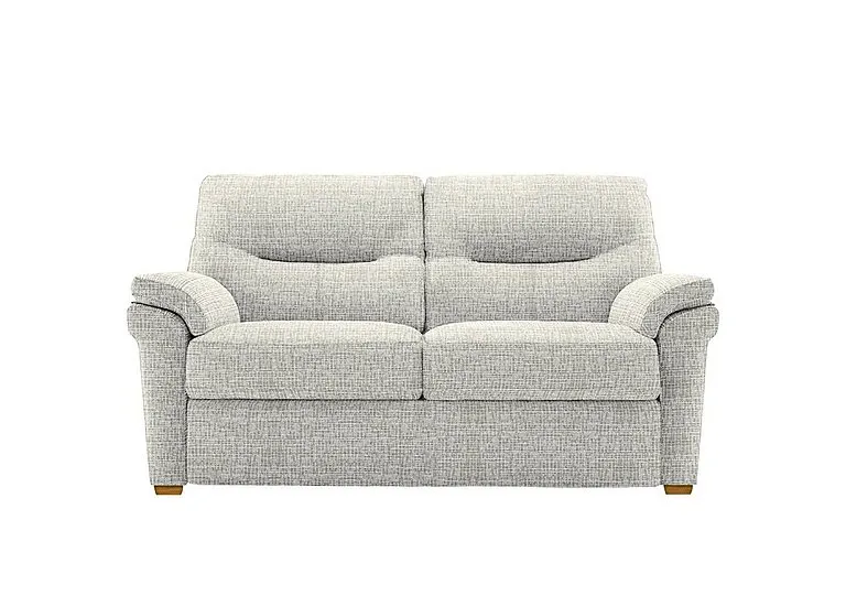 Seattle 2 Seater Fabric Sofa with Wooden Feet - Waffle Taupe