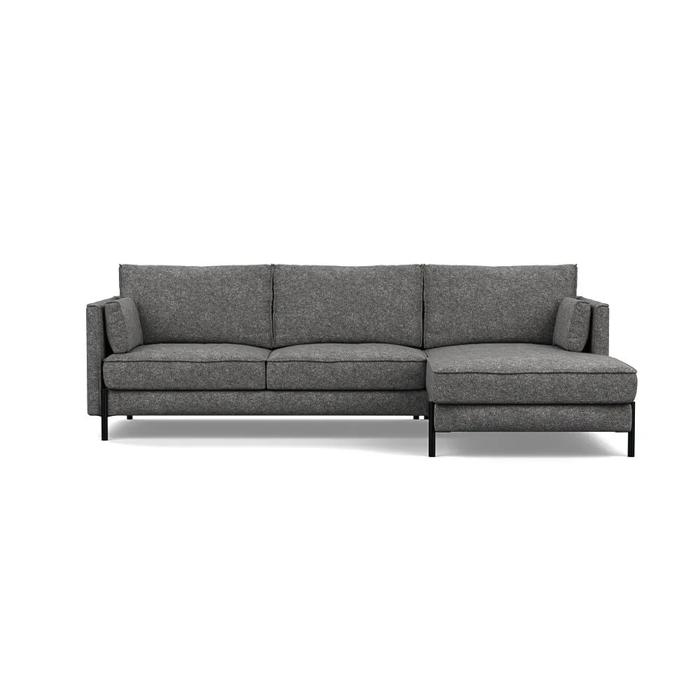 Heal's Tortona Right Hand Facing 4 Seater Corner Chaise Melton Wool Shale Black Feet 1