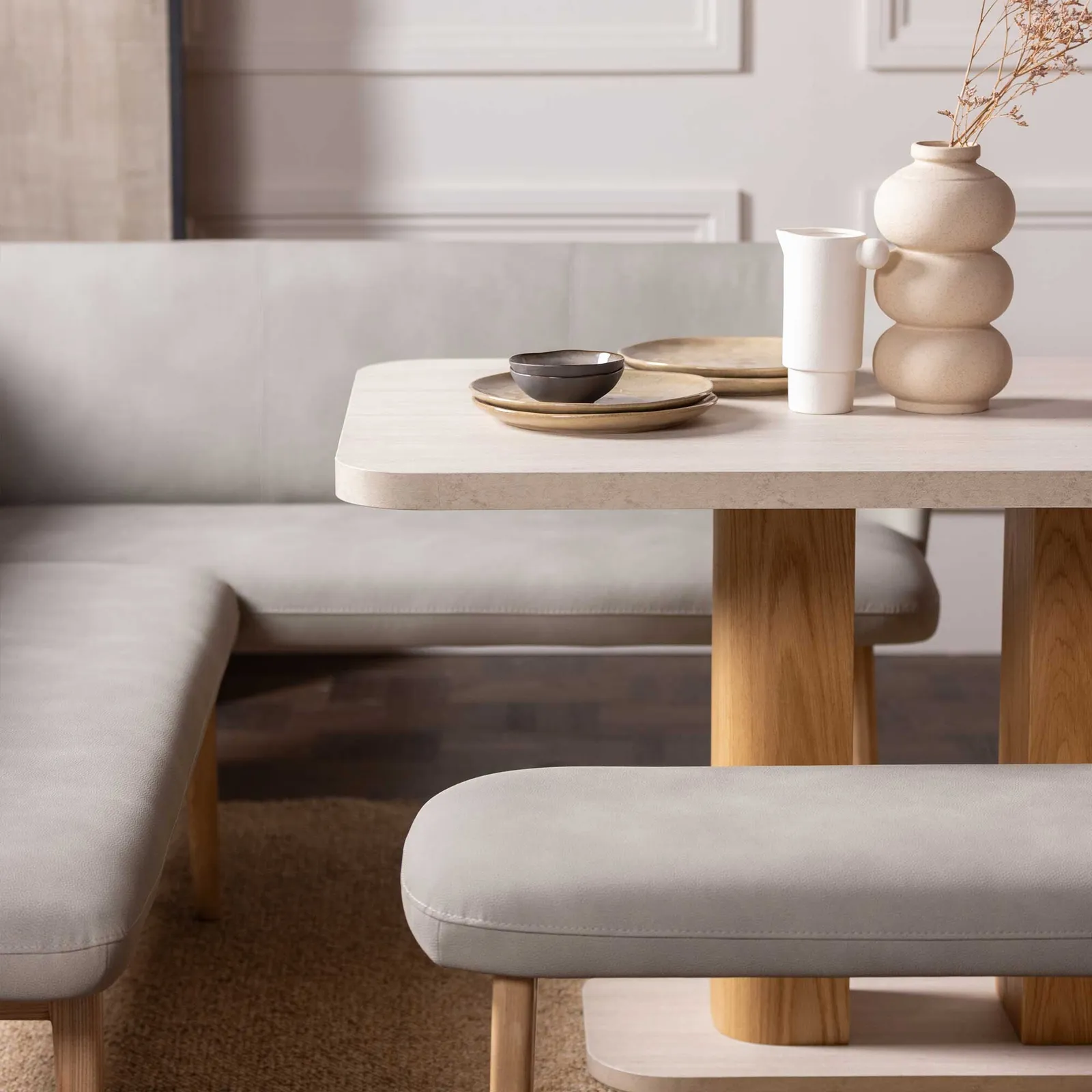 Harbour Dining Corner Set Right, Neutral Stone Effect | Barker & Stonehouse 2