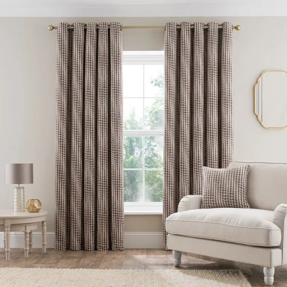 Gradient Spot Chenille Eyelet Curtains 2