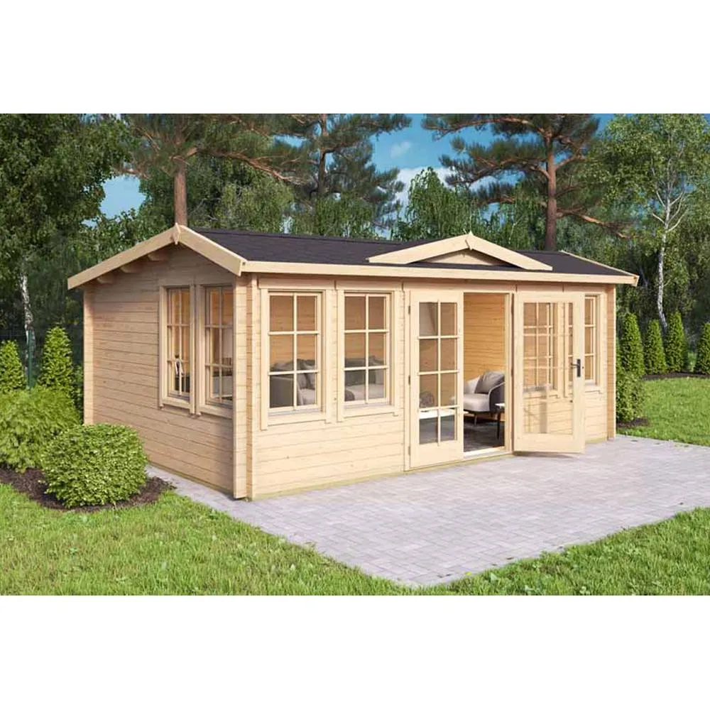 Lasita Maja Ltd Balmoral-Log Cabin, Garden Room, Home Office - L570xW421.3xH239.4 cm in Light Tan