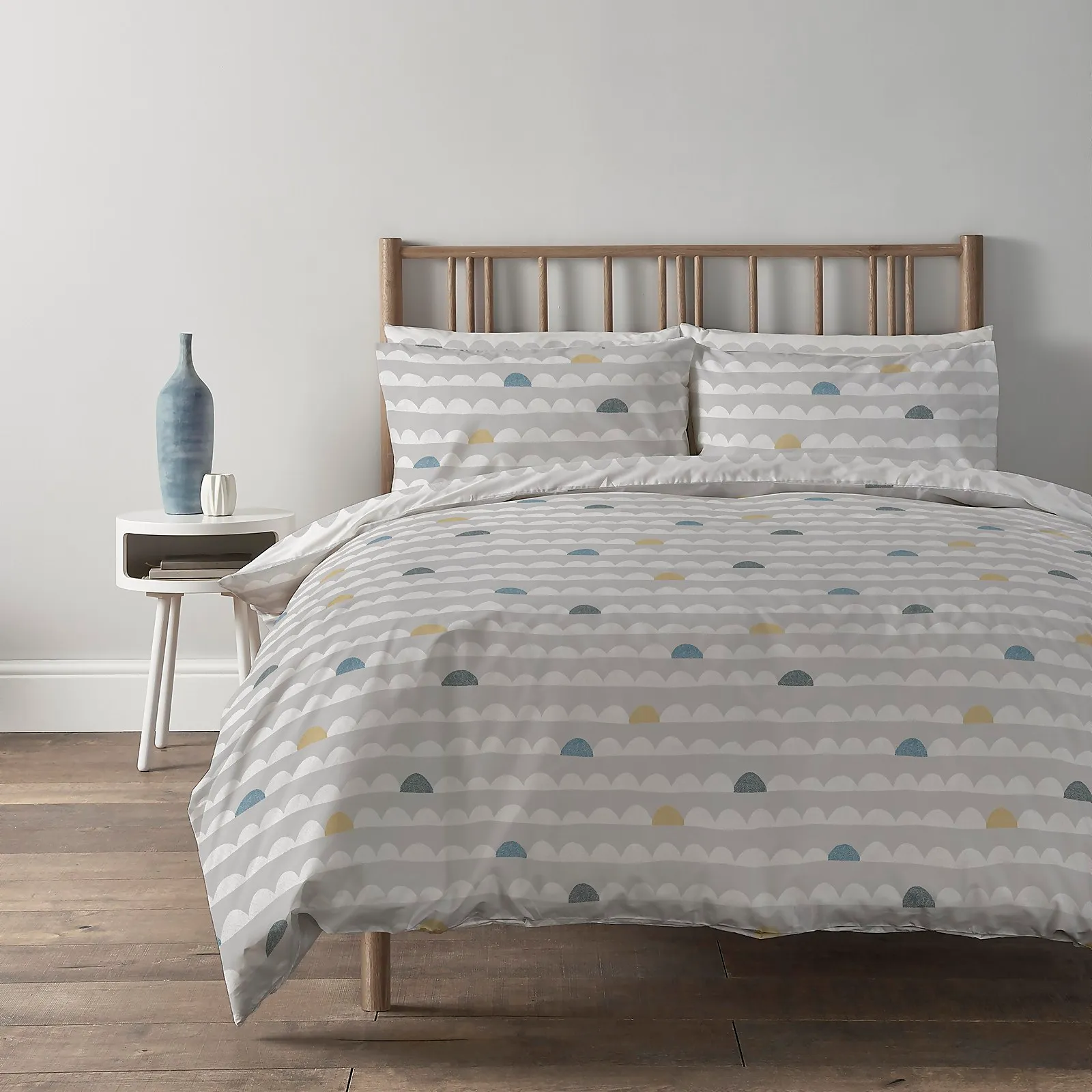 Copenhagen Home Scandi Waves Reversible Bedset - Double - Silver