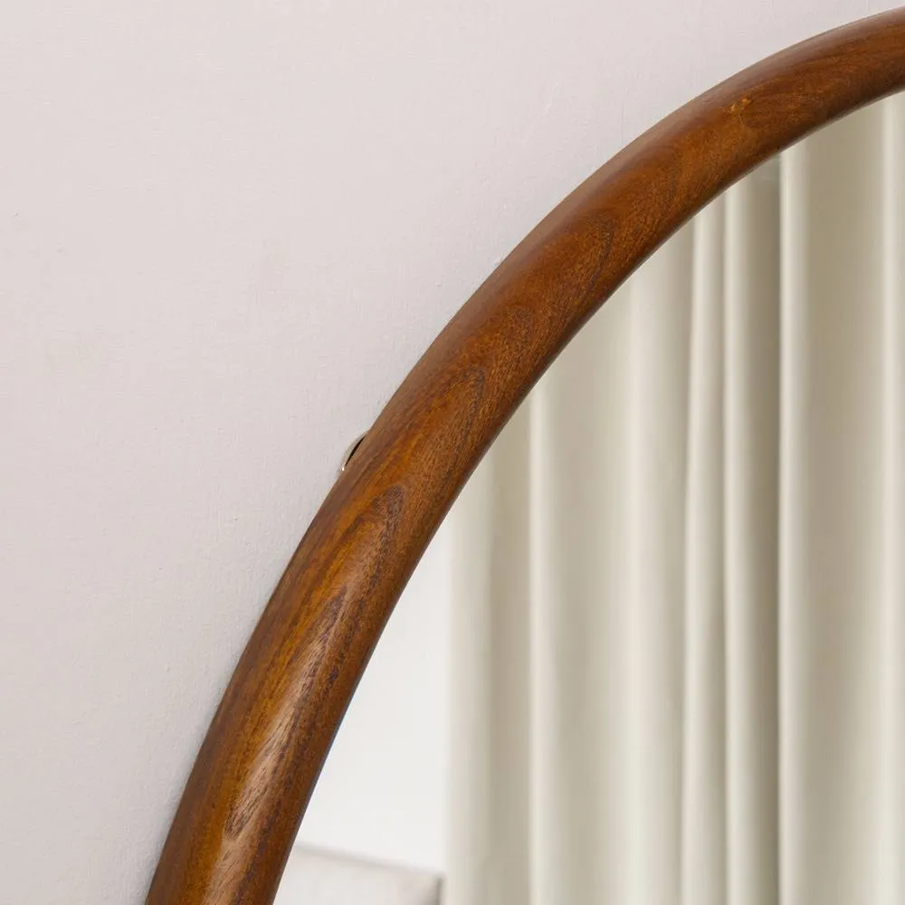 Melody Maison Dark Wood Framed Arched Wall & Mantel Mirror - 90cm X 75cm - Ashwell Range in Brown 2