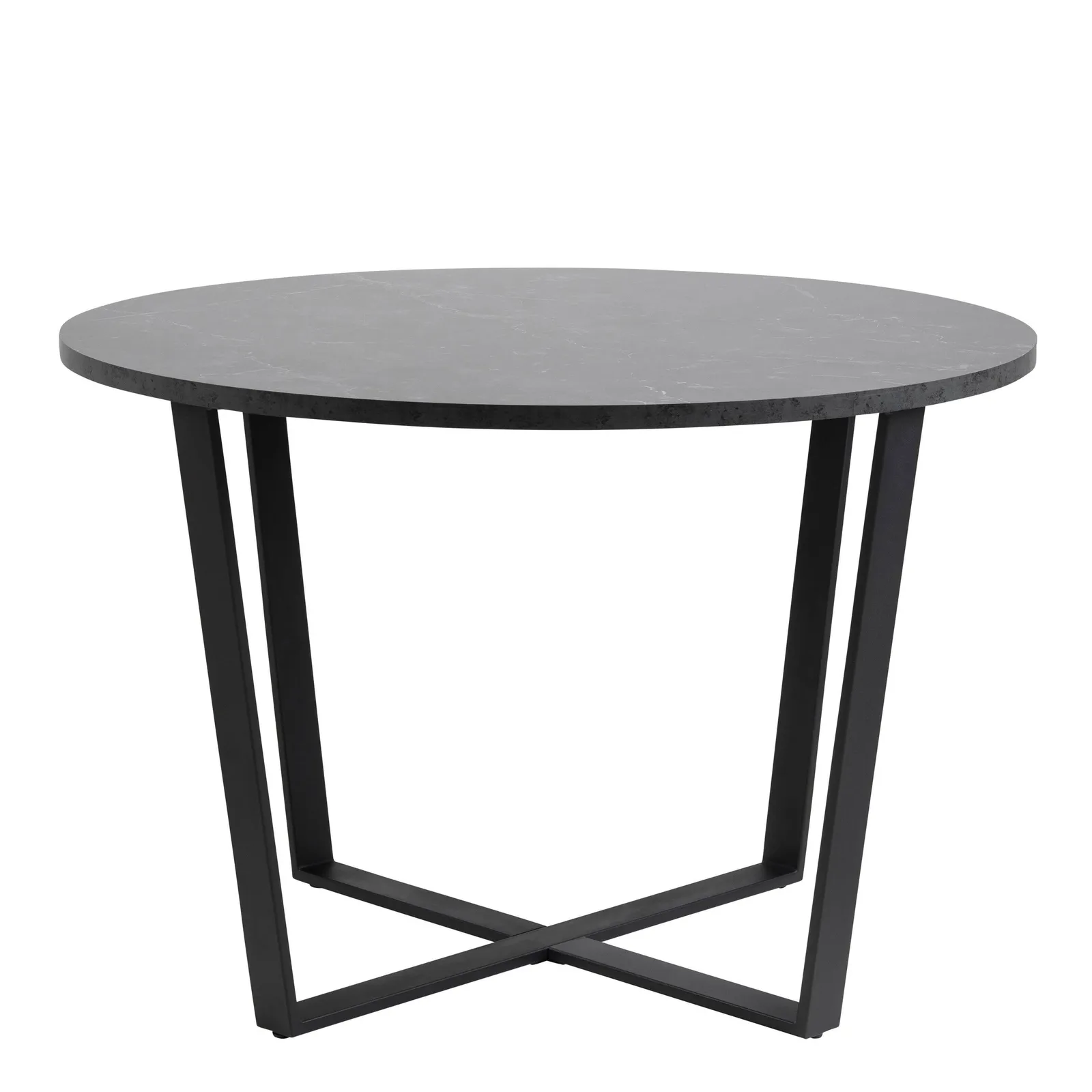 Furniture To Go Amble Round Dining Table with Black Marble Melamine Top & Black Legs 2