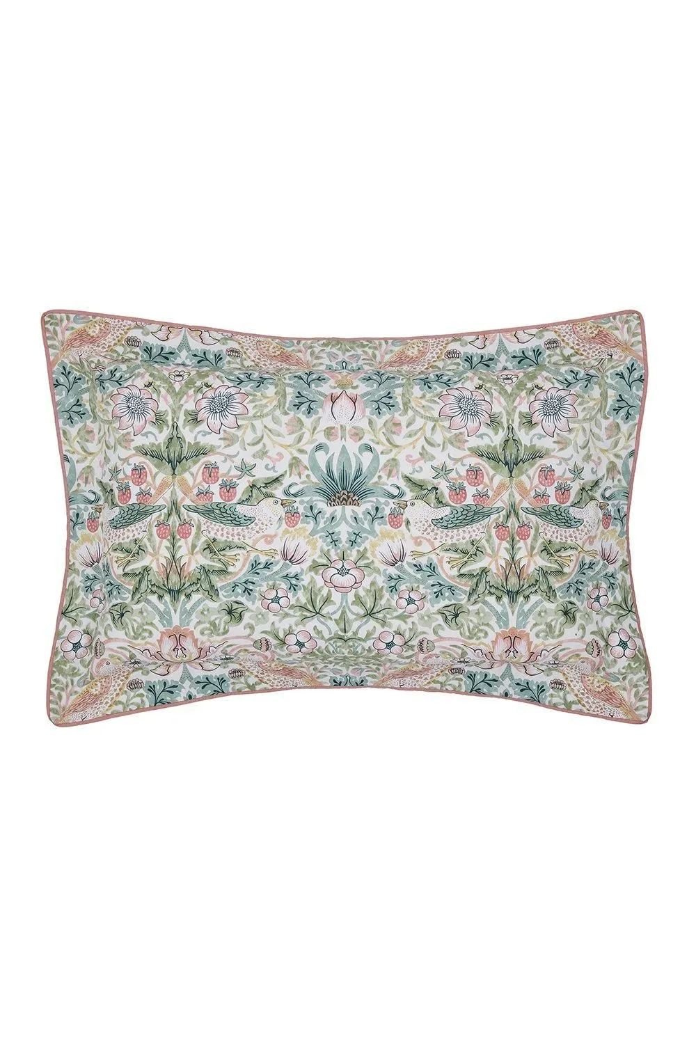 Morris & Co 'Strawberry Thief' Oxford Pillowcase in Light Pink