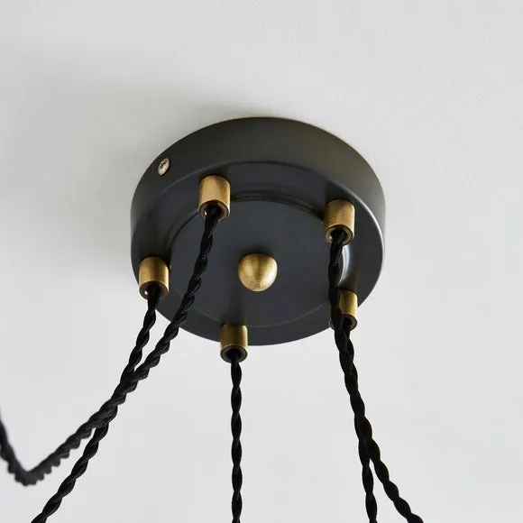 Logan 5 Light Spider Antique Brass Industrial Cluster Flex Ceiling Light 3