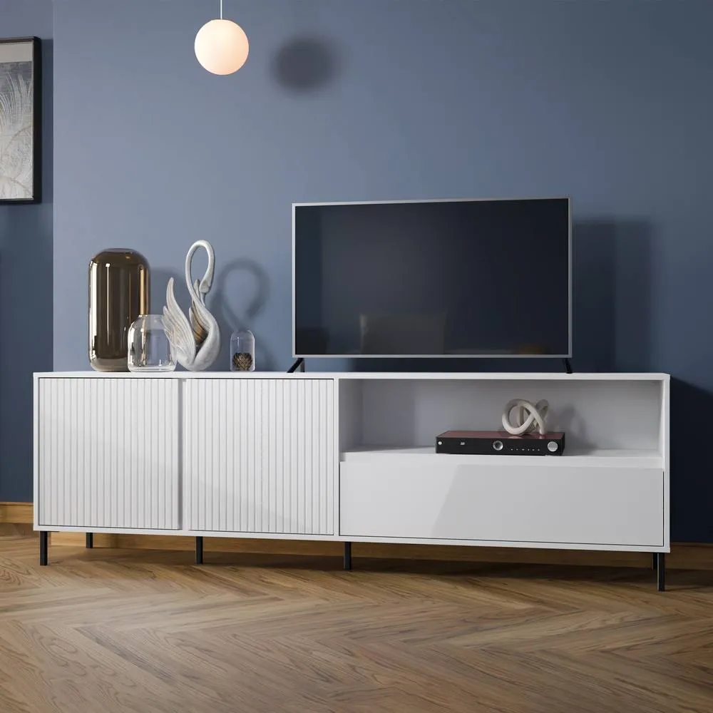Furniture To Go Avenale TV Cabinet 2 Door 1 Drawer in Alpine White High Gloss 4