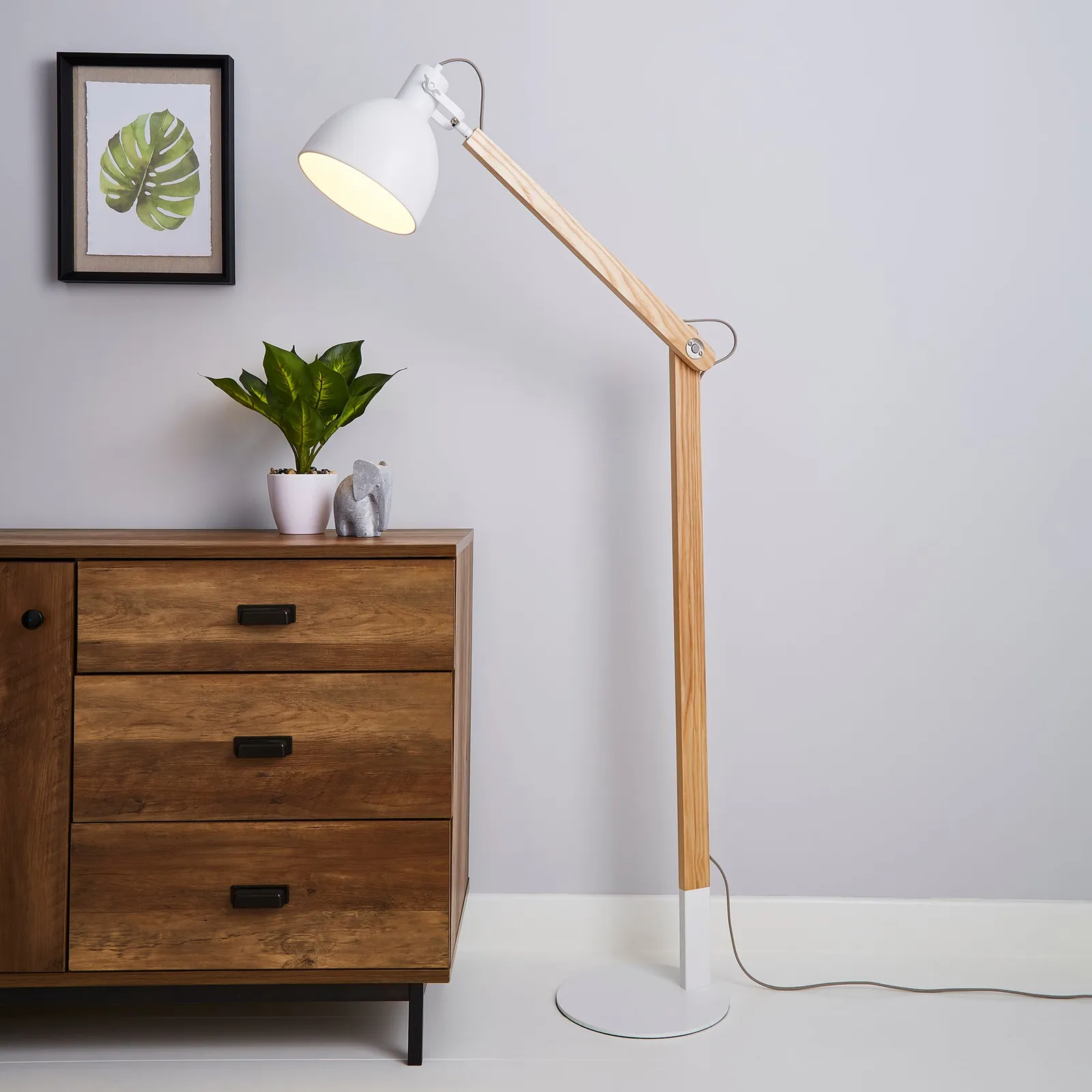 Cleo Adjustable Floor Lamp White
