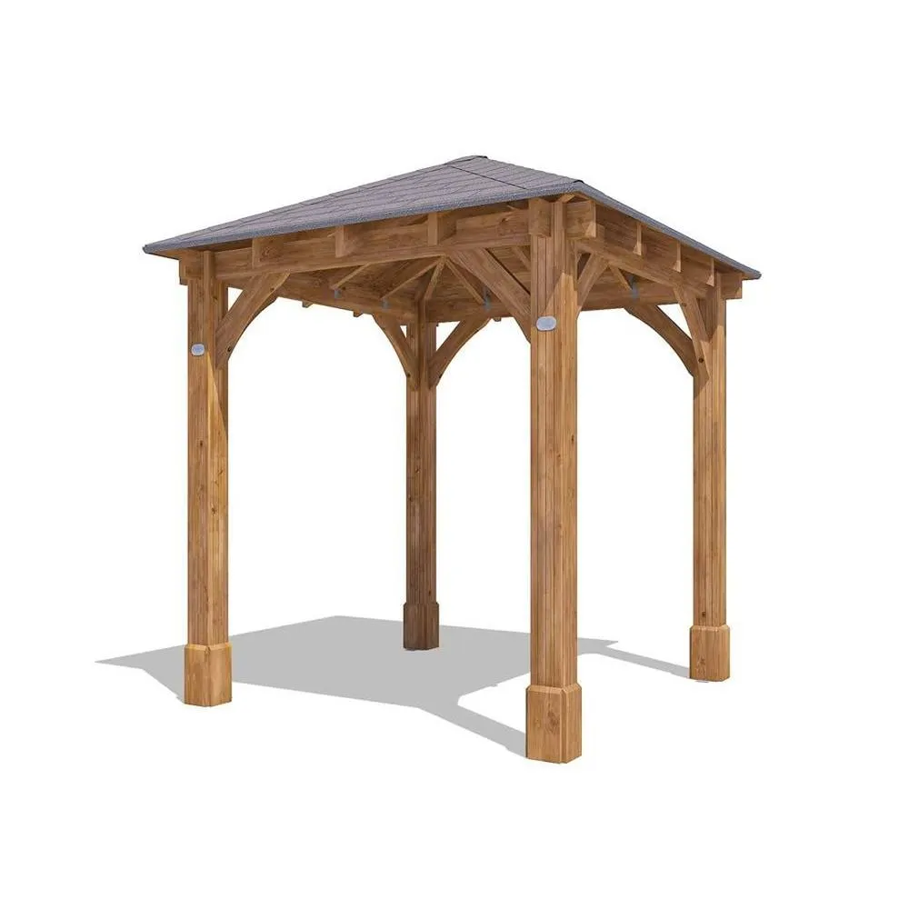 Dunster House Heavy Duty Wooden Gazebo 2.5x2.5m Black Roof Shingles, Leviathan in Brown