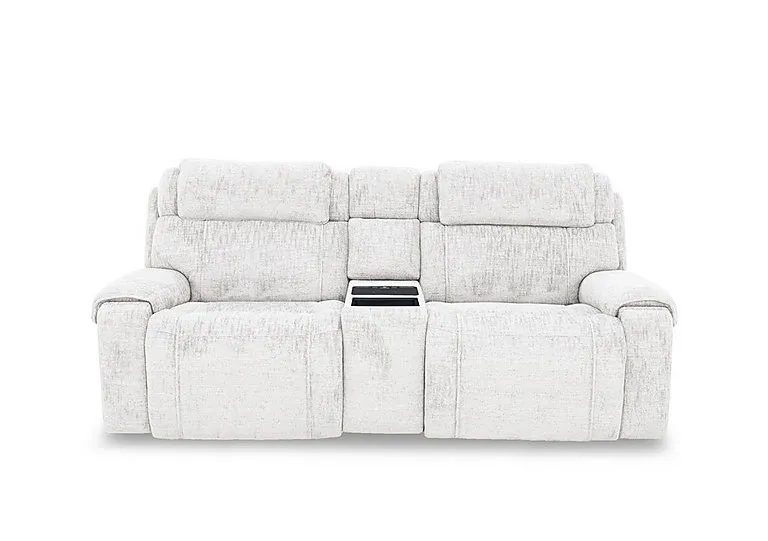 Hollywood Fabric 3 Seater Power Recliner Media Sofa with Power Headrests and Storage Arms - Frost