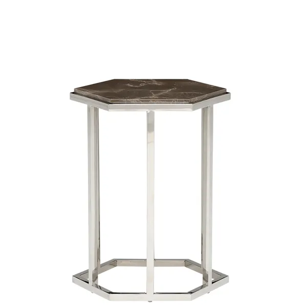 Zion Hexagonal Marble Accent Table Amani Dark