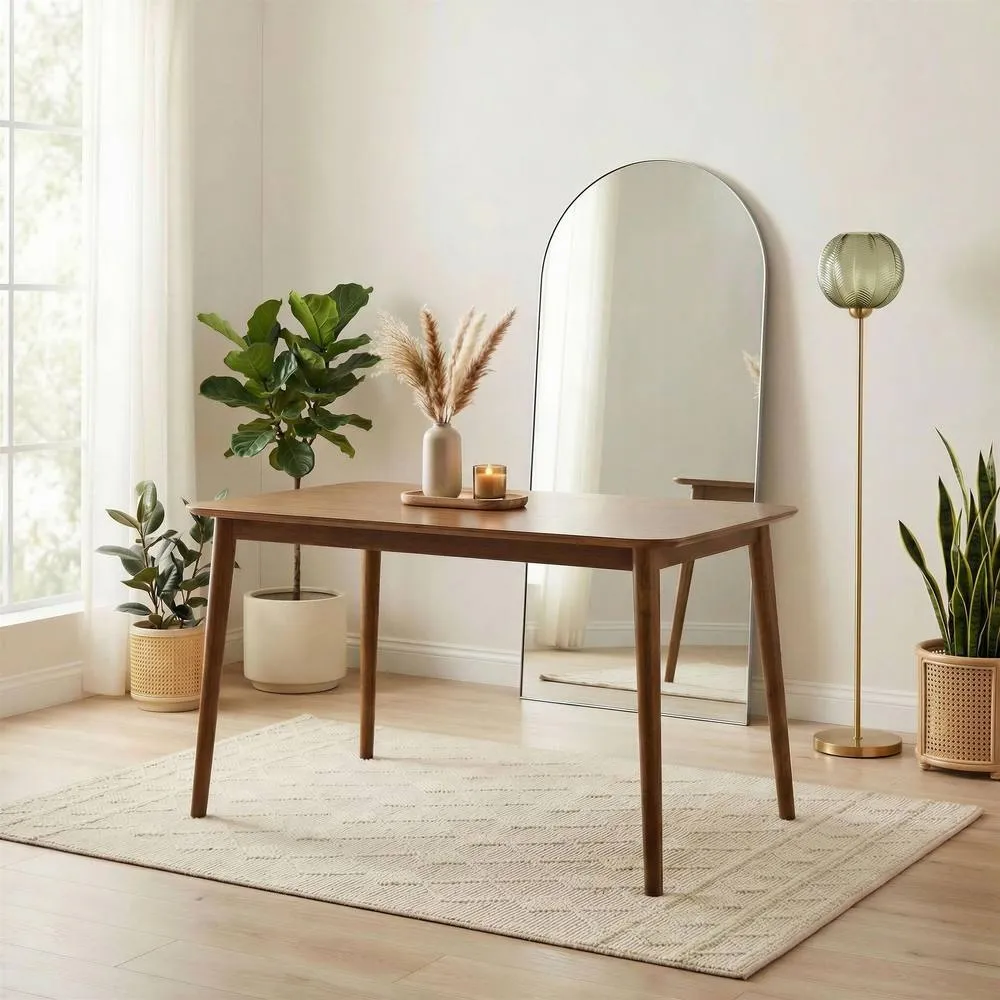 FurnitureboxUK Lynton Walnut Effect Wood Dining Table with 4 Cream Beaumont Chairs 2