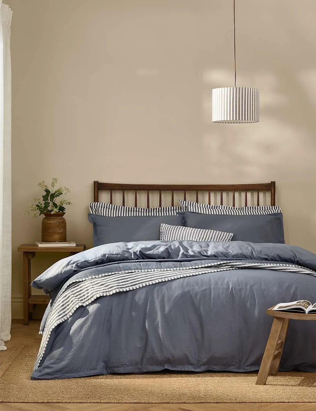 YARD Pure Cotton Percale Hebden Bedding Set Denim