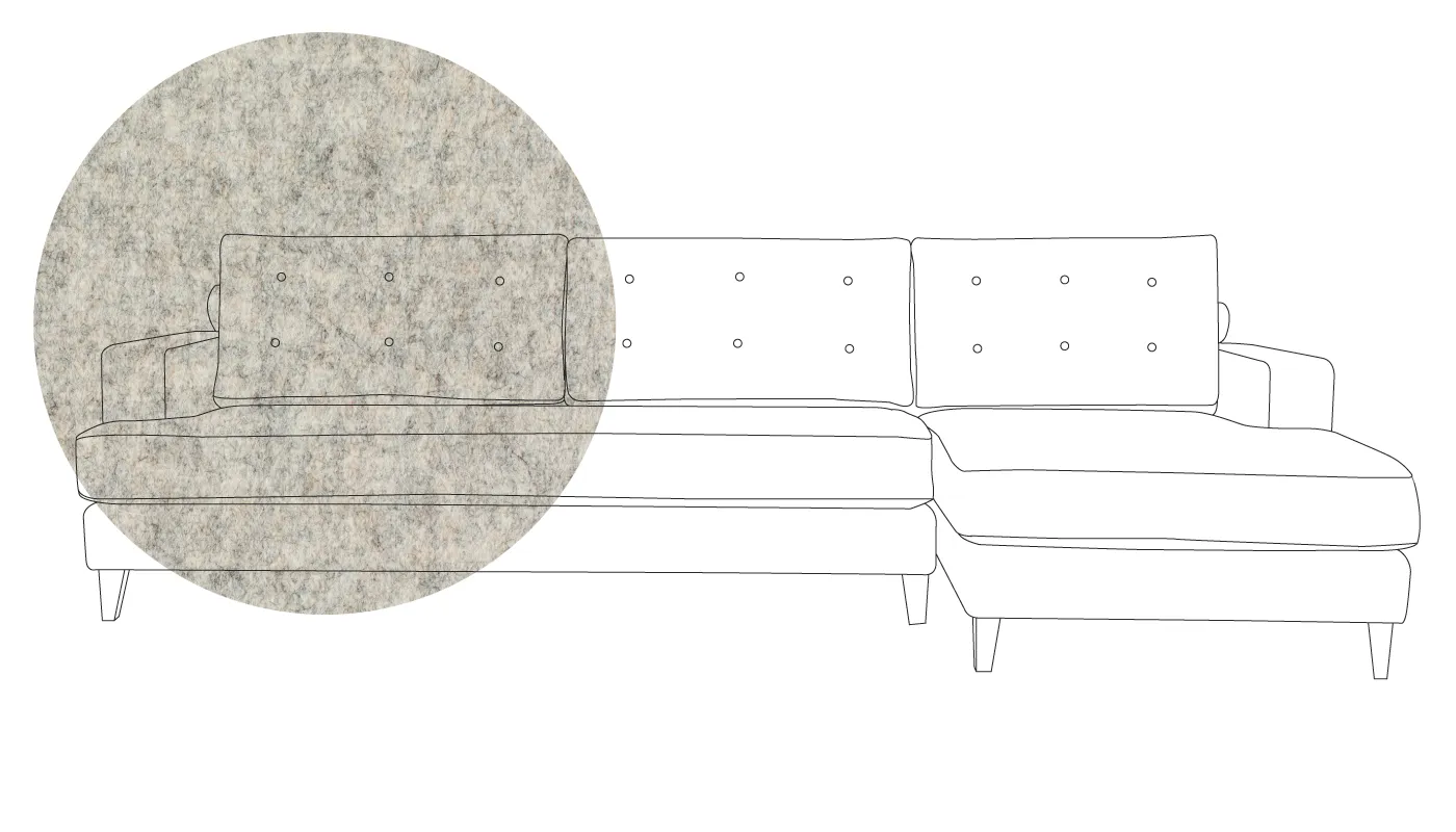 Heal's Mistral Right Hand Corner Sofa Melton Wool Limestone Natural Feet