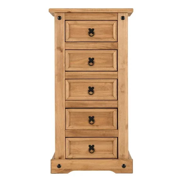Corona Tall 5 Drawer Chest, Pine 3