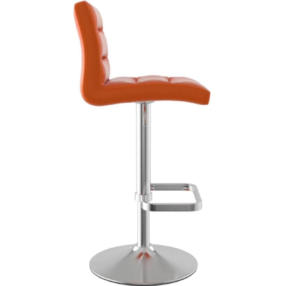 netfurniture Swank Brushed Steel Bar Stool With Faux Leather Padded Seat Orange 3