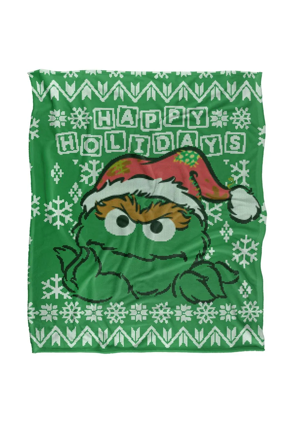 Sesame Street Oscar The Grouch Ugly Christmas Sweater Silky Touch Super Soft Throw Blanket 152 X 127 cm in White